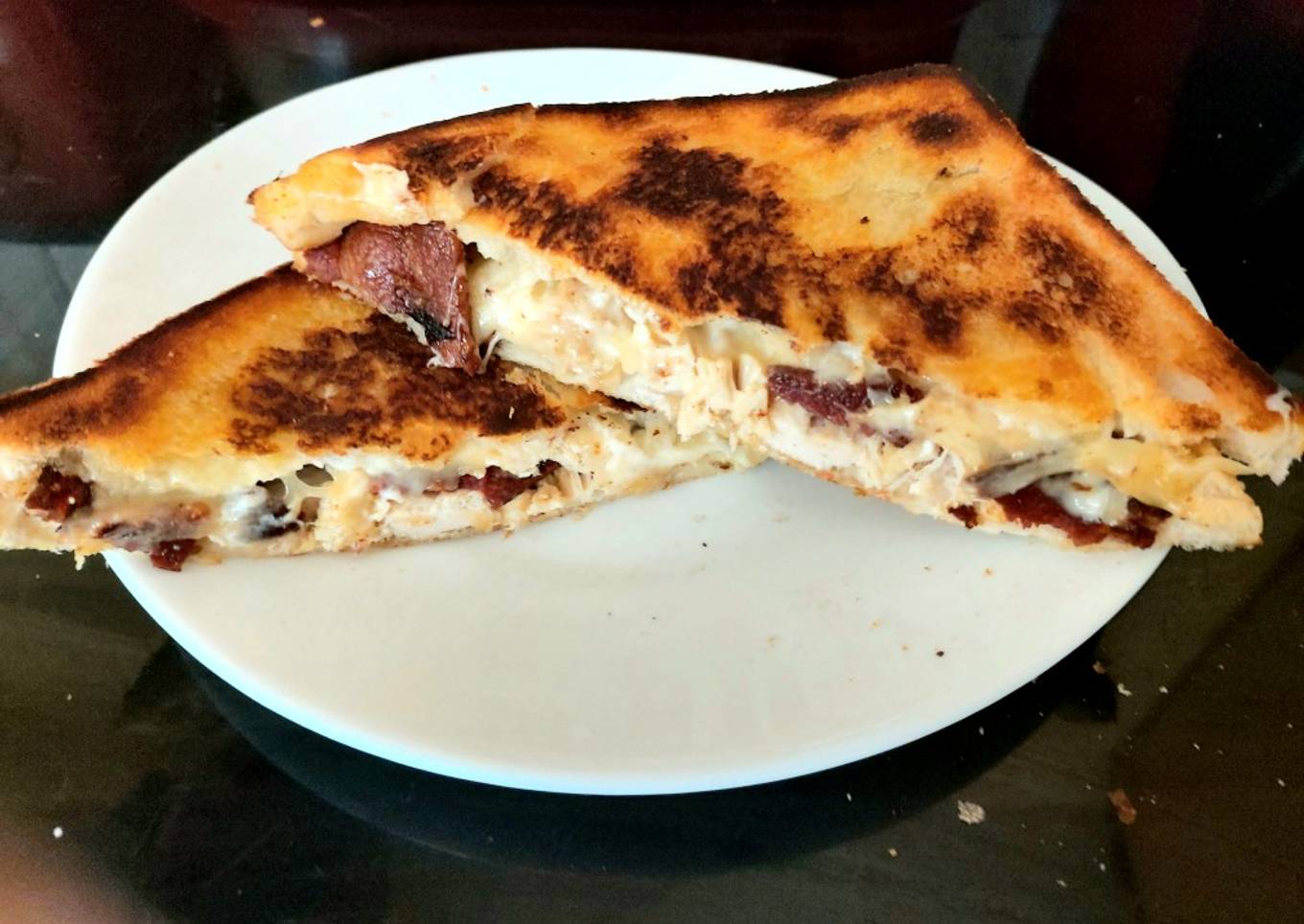 My Toasted Chicken, Streaky Bacon and cheese Grilled Sandwich