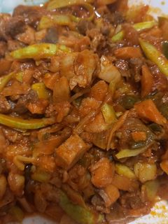 عکسی از دستور خوراک گوشت و سبزیجات