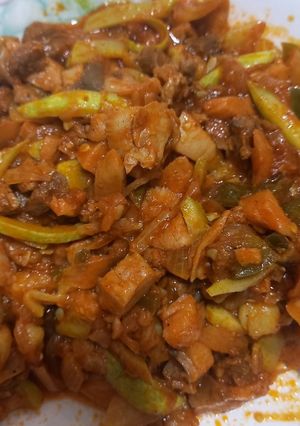 عکسی از دستور خوراک گوشت و سبزیجات
