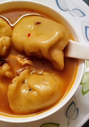 A picture of Chicken momo soup.