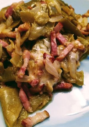 Una foto de Judías verdes salteadas con bacon y queso