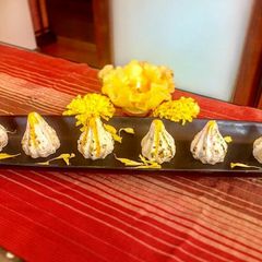 A picture of Sitafhal(CustardApple)flavor kesari Modak.