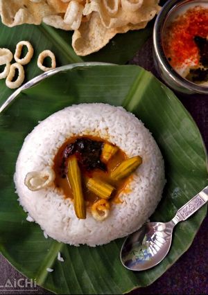 A picture of Sambhar rice.