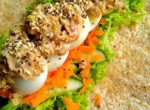 Gambar Wrap sihat (tuna + telur rebus)