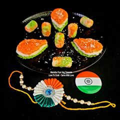 A picture of Tricolor Milk Coconut Mithai - Tirangi Doodh Nariyal Mithai.