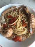 Spaghetti con canocchie o cicale