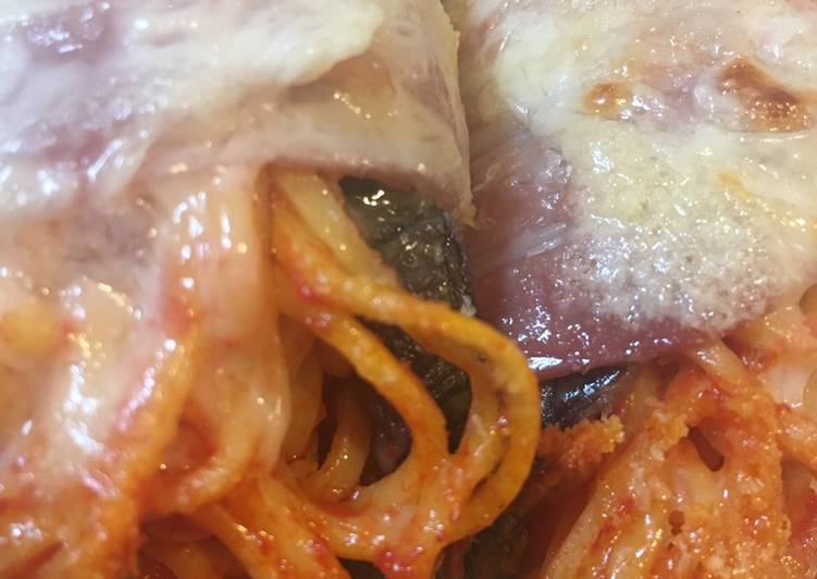 Mini parmigiane di spaghetti 🍝 alla chitarra 🎸 con pancetta arrotolata