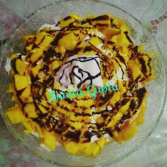 A picture of #Ramadan#Ice-cream mango pudding.