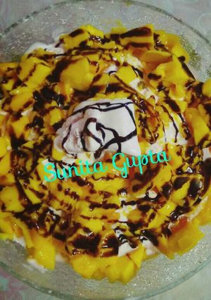 A picture of #Ramadan#Ice-cream mango pudding.