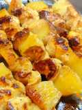Brochetas de pollo y piña