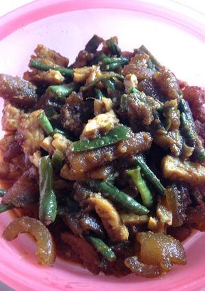 Foto resep Oseng pedas kikil kacang panjang tempe