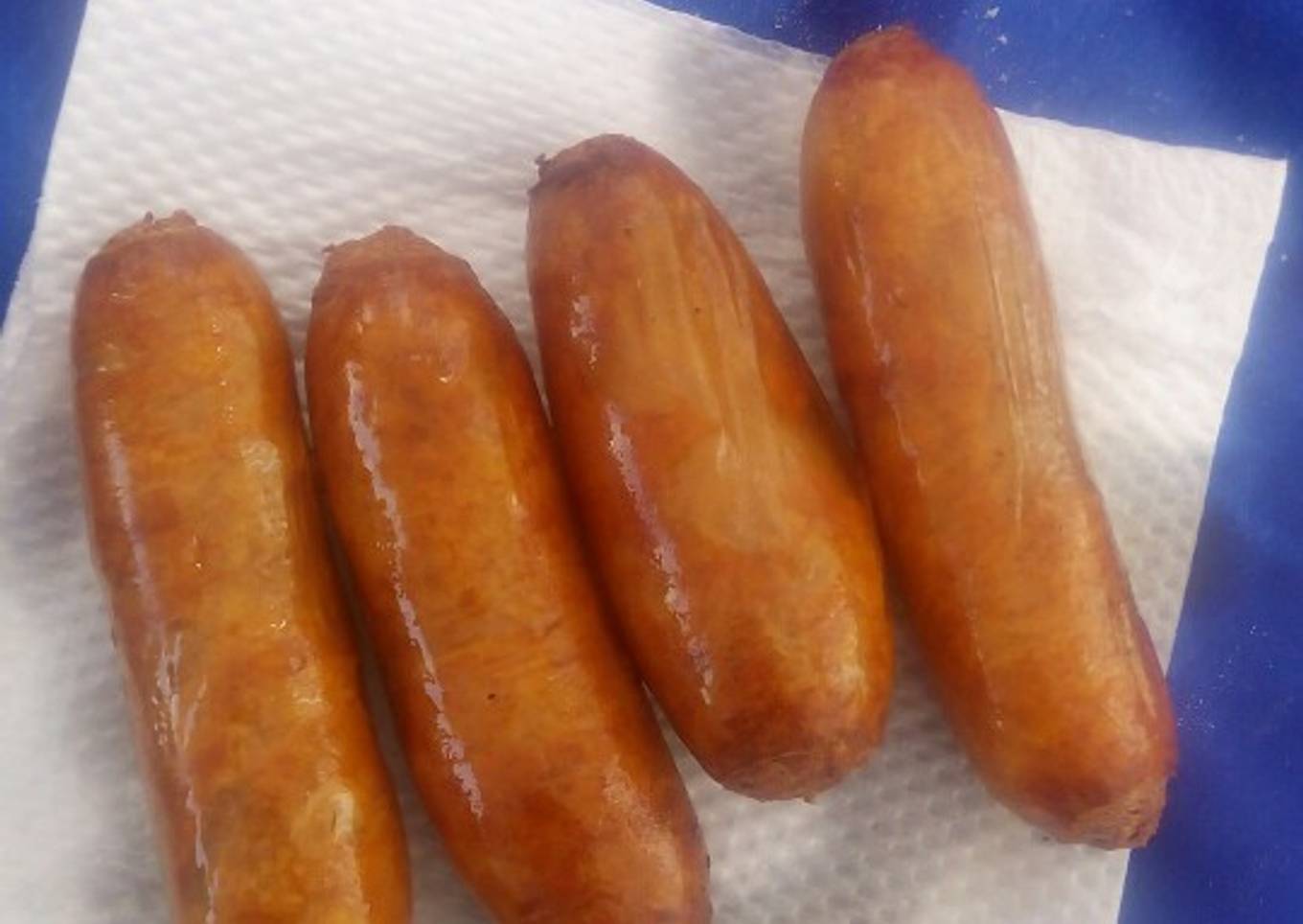 Shallow fried sausages