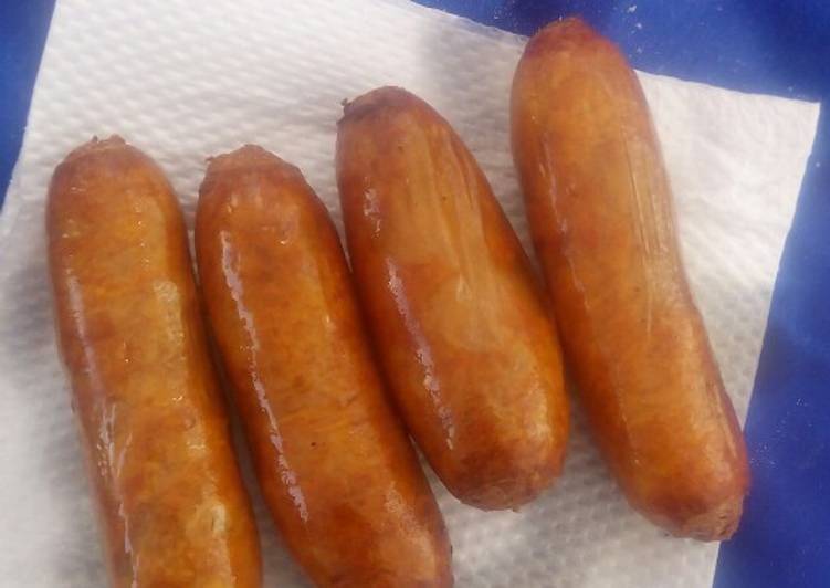 Shallow fried sausages
