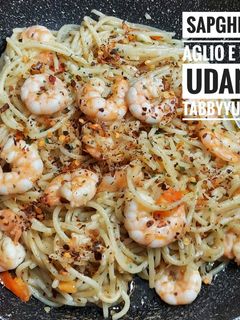 Foto resep Spaghetti Aglio e Olio Udang