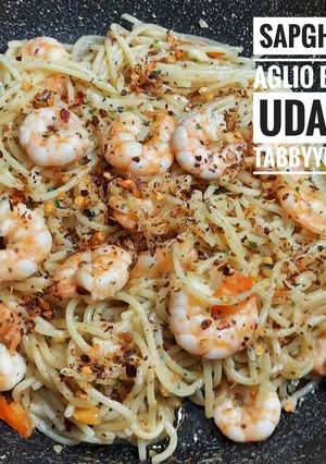 Foto resep Spaghetti Aglio e Olio Udang