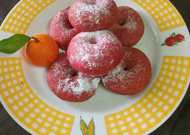 Resep 239~Donat buah naga~ yang Lezat