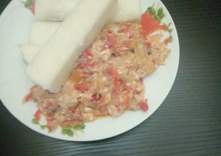 Easiest Way to Make Ultimate Boiled yam with egg sauce