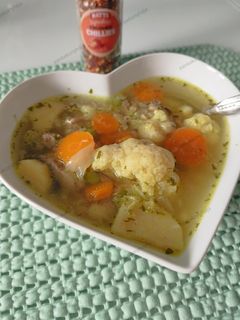 Karfiol, brokkoli zöldség leves gyors főző edényben gluténmentesen recept fotója