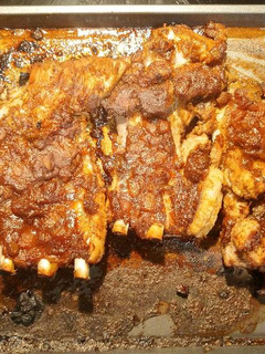 A picture of Spare Ribs with Peach Apple Barbecue Sauce.