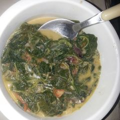A picture of Kienyeji vegetables mixed with milk# my mum's contest #.
