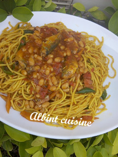 A picture of Spaghetti with bake bean sauce.