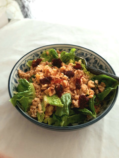 A picture of Brown rice and tuna salad.