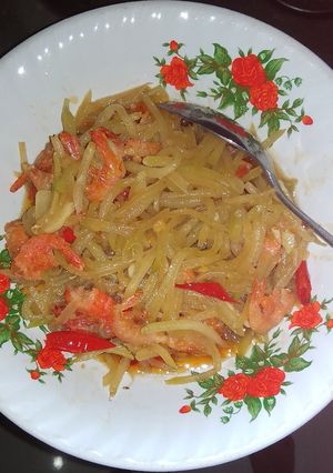 Foto resep Tumis udang pepaya muda