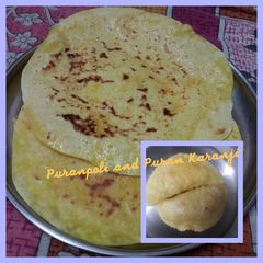 A picture of Puranpoli and Puran Karanji.