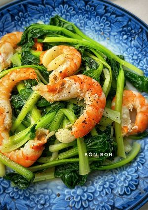 Hình của món Cải Hoa Hồng Xào Tôm.