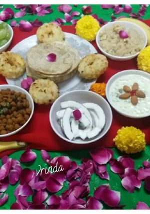 A picture of Bhog ki thali.