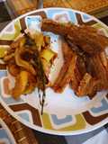 Pritong baboy with apple and onions