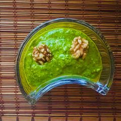 A picture of Walnut Pesto just in 5 minutes 😋 ~Dressing Sauce ~No Onion 🧅 No Garlic 🧄.