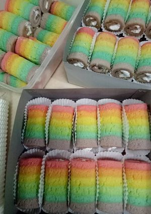 Foto resep Rainbow Cake Gulung Mini