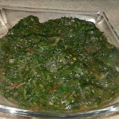 A picture of Pumpkin leaves + spinach.