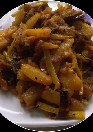 A picture of Cauliflower stem stir fry.