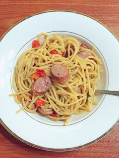 Foto resep Spaghetti Sosis Aglio Olio
