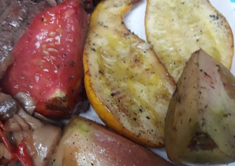 Grilled Tomatoes and Yellow Crook-necked Squash