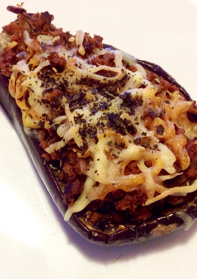 Una foto de Berenjena rellena saludable