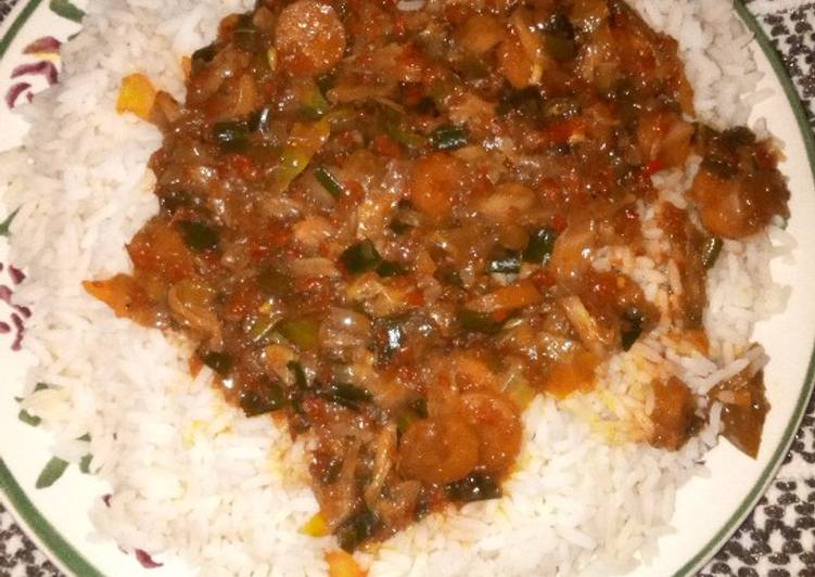 White rice wth vegetable soup