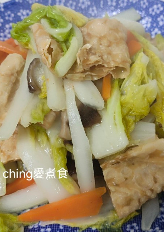 十分鐘上菜-白菜豆皮素食年菜 的食譜成品照片