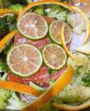 Cá hồi nướng rau củ