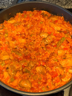 Una foto de Arroz de verduras, tuberculos y costilla