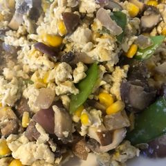 A picture of Wok a Scramble!! 4 veg with Basil enthused oil in a scramble.