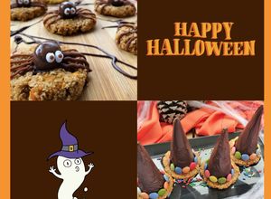 Una foto de Galletas de calabaza: arañas y gorros de bruja sorpresa