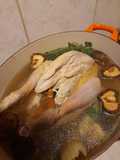 Guinea fowl bouillon, preparation for Xmas