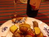 Tapa de asado cocción larga con papas rústicas, cebollas y morrón