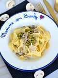 Pappardelle funghi e piselli