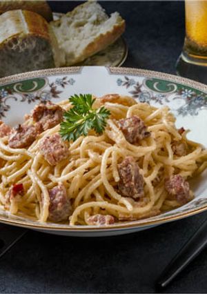 A picture of Spaghetti carbonara percal.