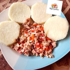 A picture of Yam and egg sauce.