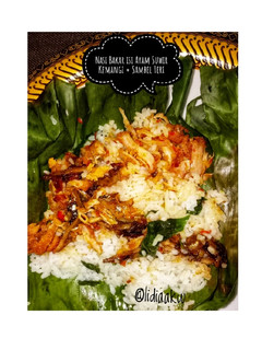 Foto resep 02. Nasi Bakar Isi Ayam Suwir Kemangi + Sambal Teri